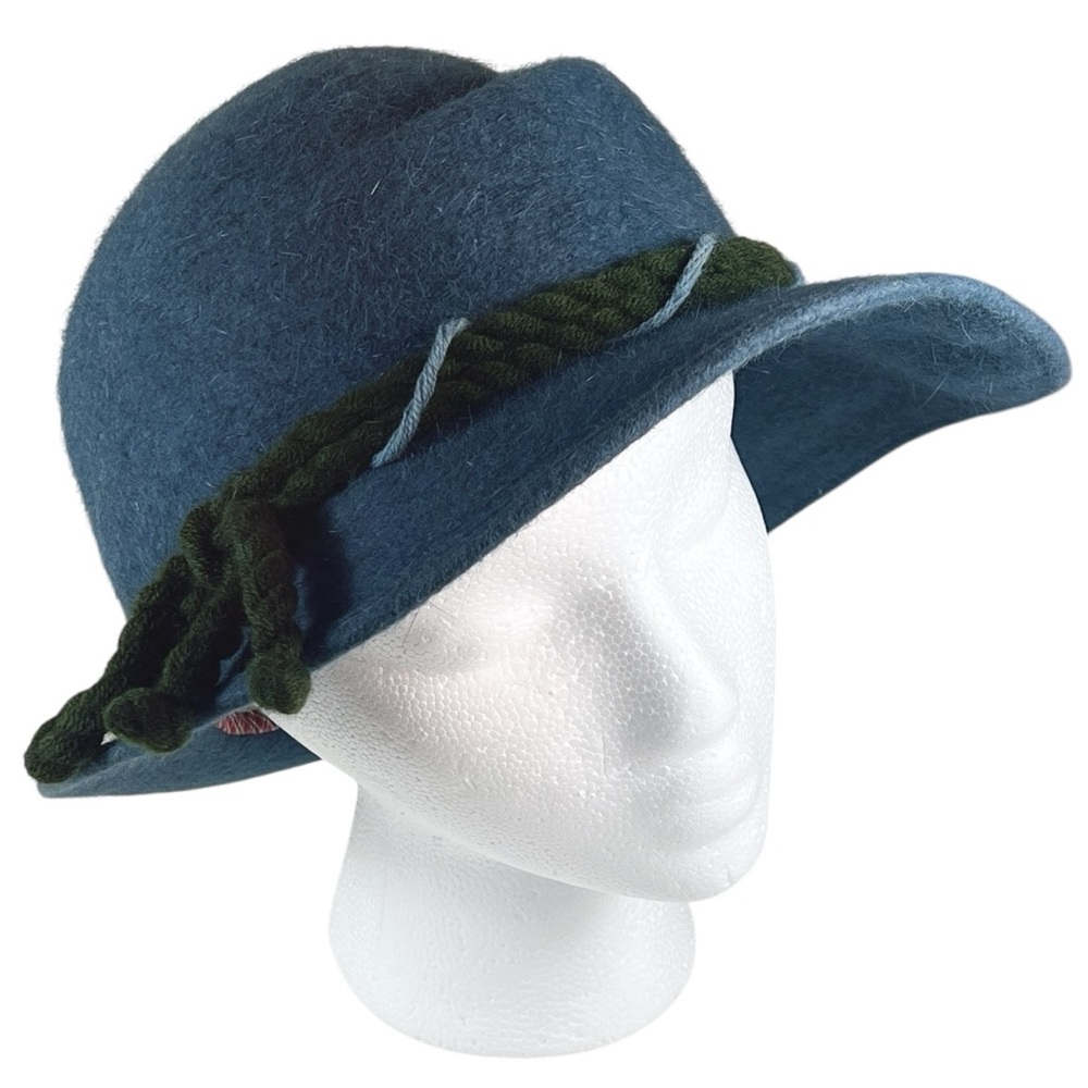 Dolomitenhut Blue and Green Wool Tyrolean Bavarian Hat Oktoberfest Austrian EUC